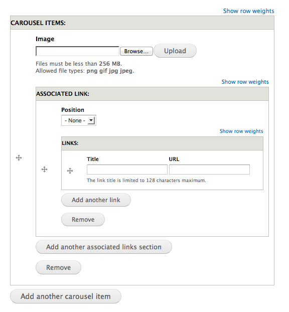 A complex field collection form with customised butons