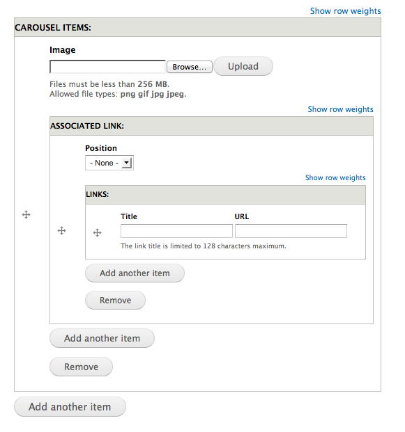 A complex field collection form