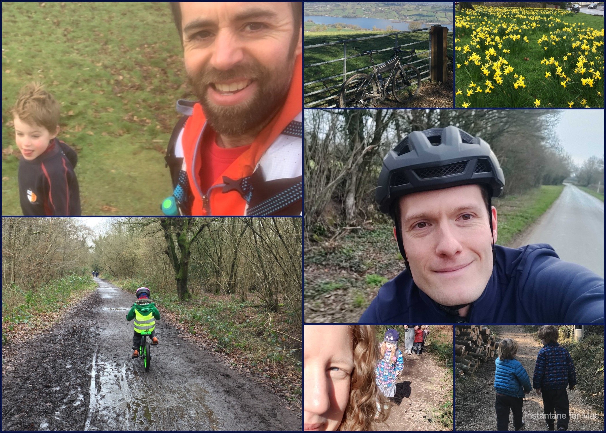 collage of team members exercising in countryside