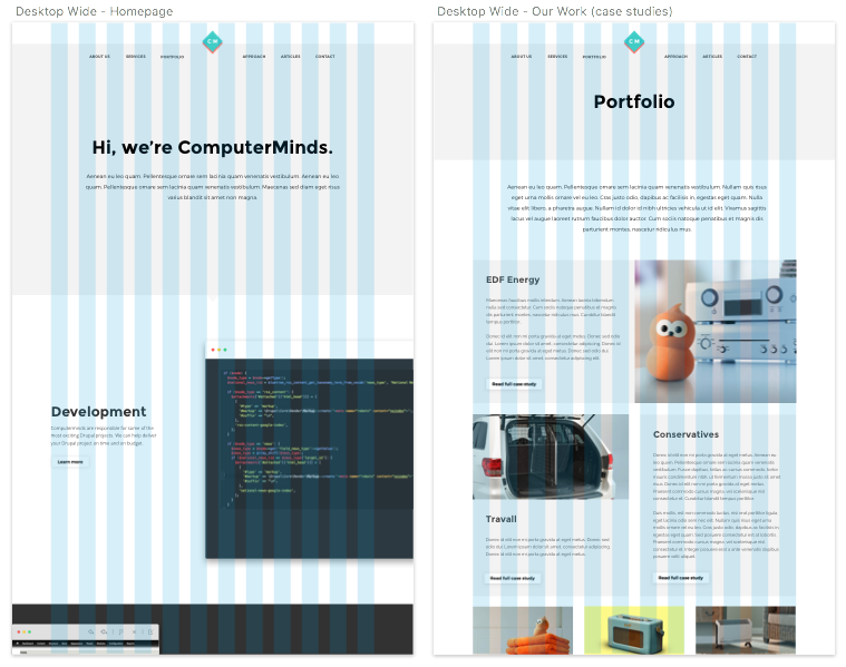 Sketch design of 2 pages of site