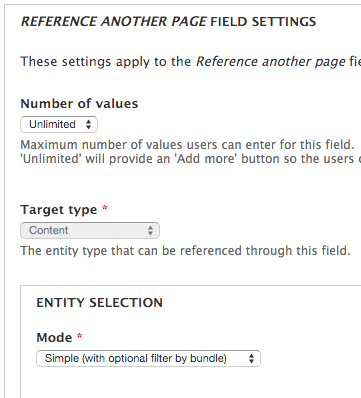 Simple entity reference settings