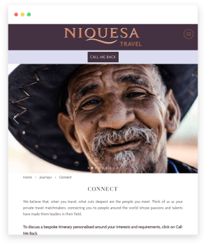 Niquesa Travel's Connect experience page