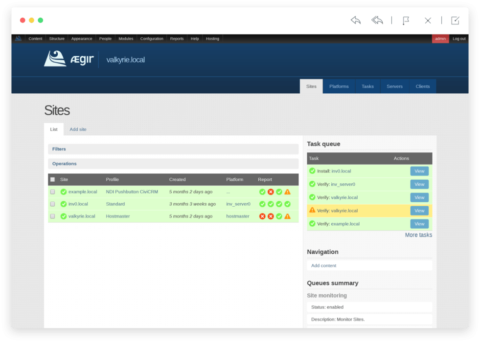 Aegir Screenshot