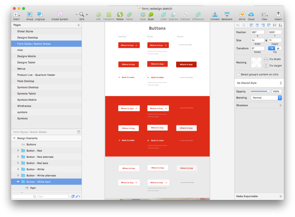 Button design sketch screenshot