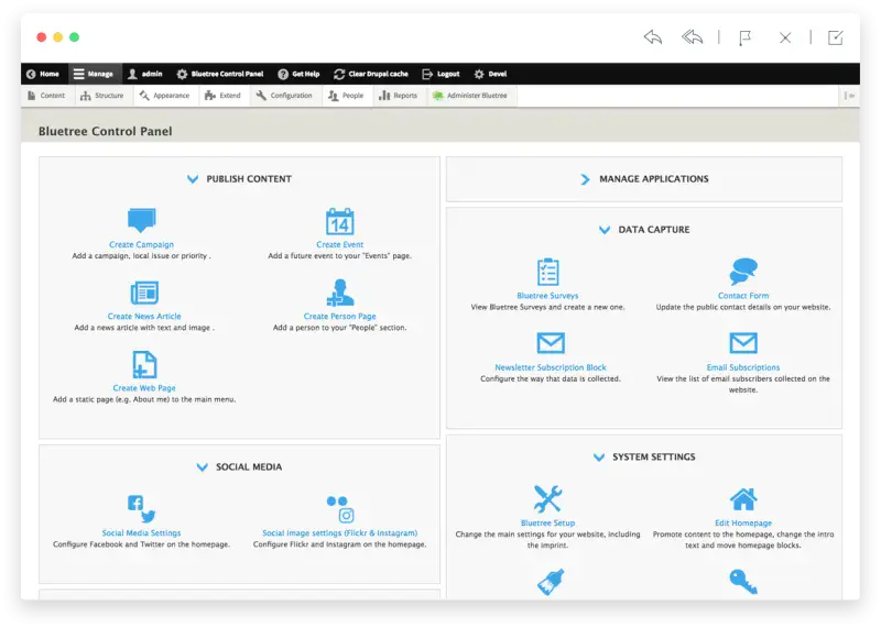 Bluetree Control Panel