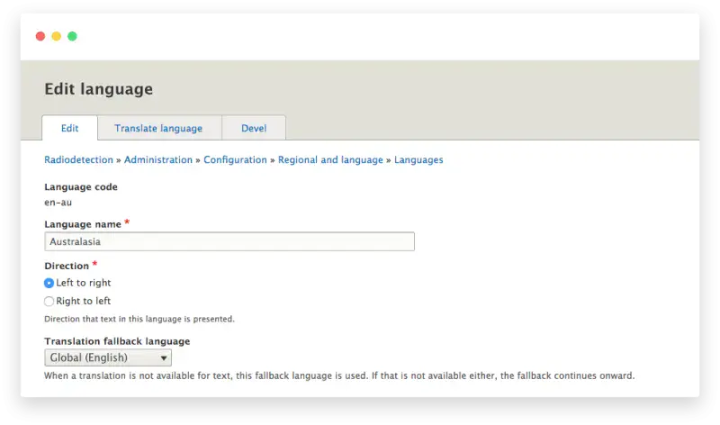 Fallback language