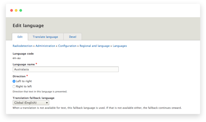 Fallback language