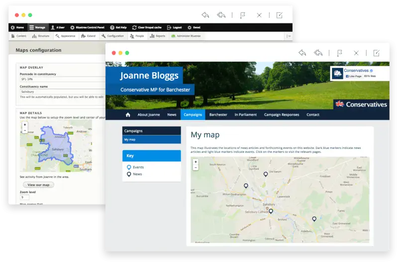 Map settings form and screenshot