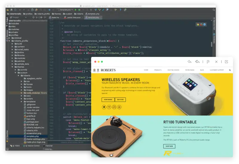 Code and site screenshot