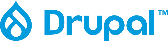 Drupal's inline wordmark - the drop followed by the word Drupal