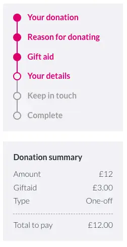 Donation summary form