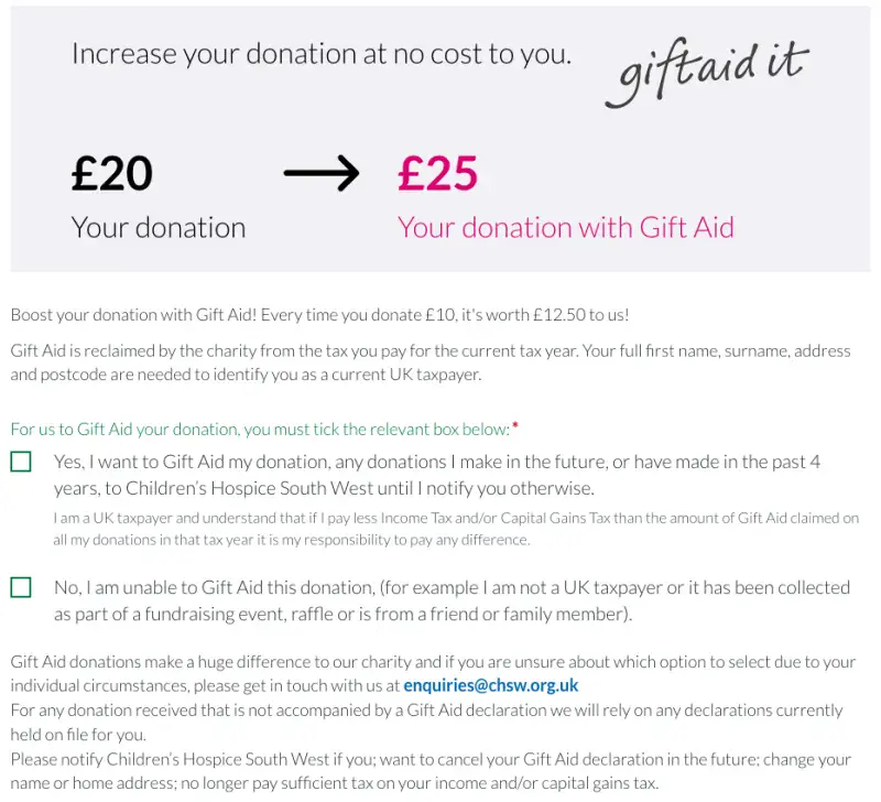 Gift aid component
