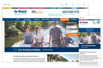 LeBoat desktop and mobile screenshots