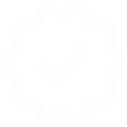 Image of a white tick in a white wavy star shape.