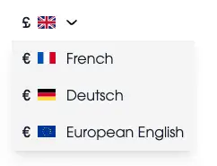 A website's language and currency picker