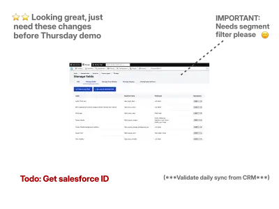 An example annotated screenshot with comments and requests
