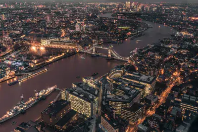 London city from above during sunrise