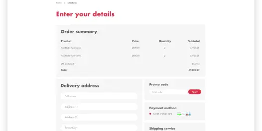 Dimplex review order page